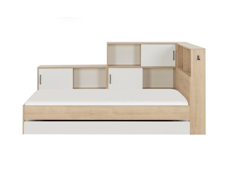 Vente-unique Lit avec rangements tiroir  naturel + sommier + matelas ARMAND  