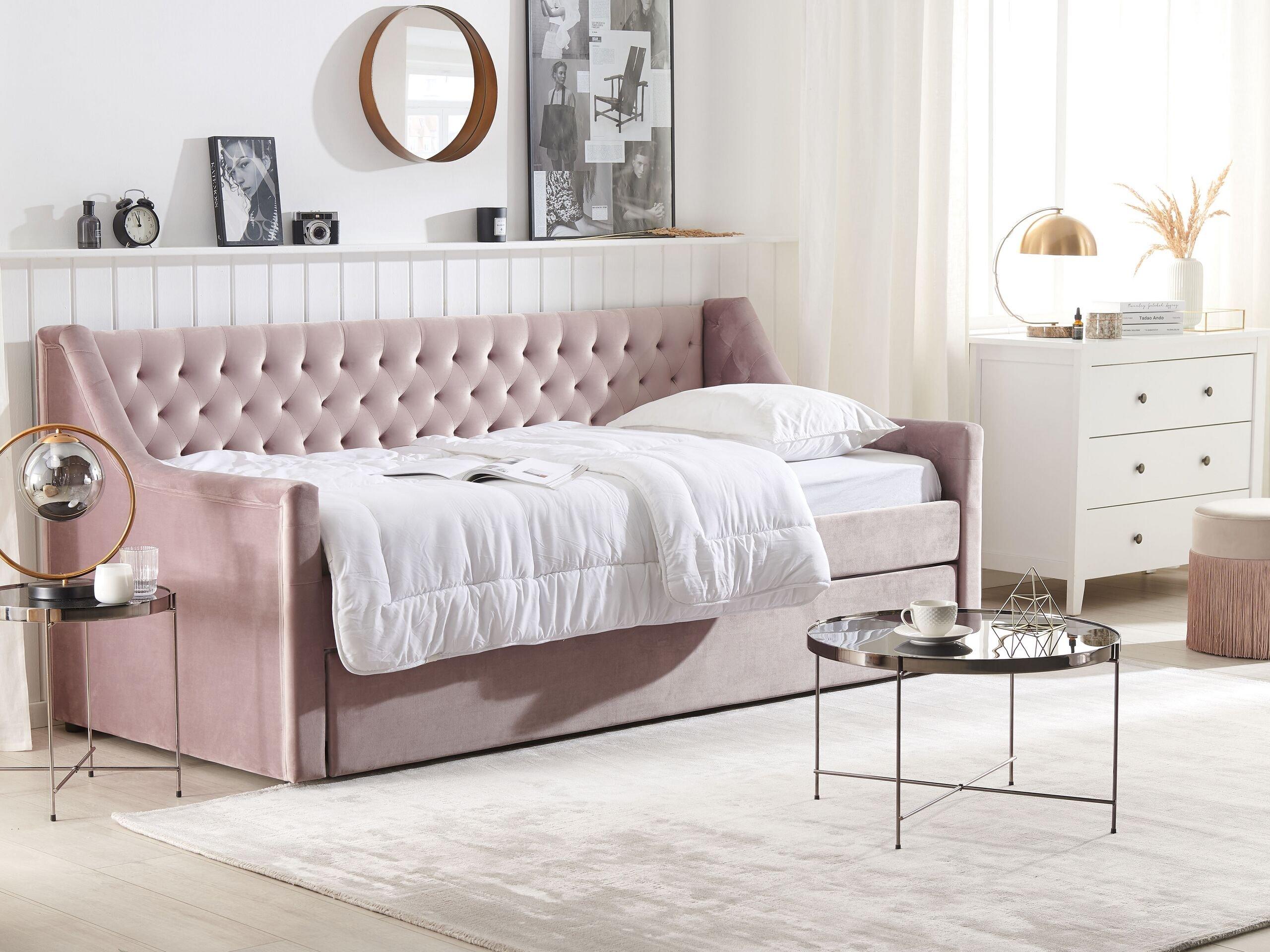 Beliani Bett mit Lattenrost aus Samtstoff Modern MONTARGIS  