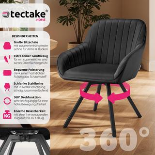 Tectake Chaise pivotante avec accoudoirs Snug en velours, rembourrée  