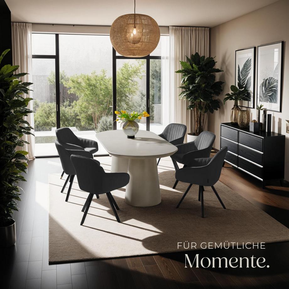 Tectake Sedia girevole con braccioli Snug  imbottito, in effetto velluto  