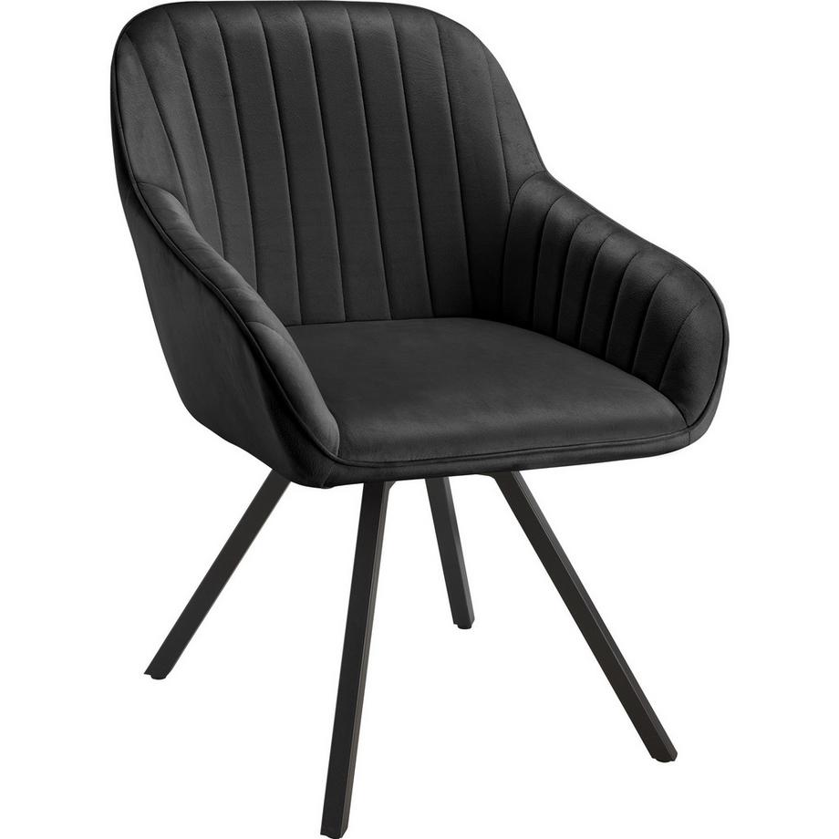 Tectake Sedia girevole con braccioli Snug  imbottito, in effetto velluto  