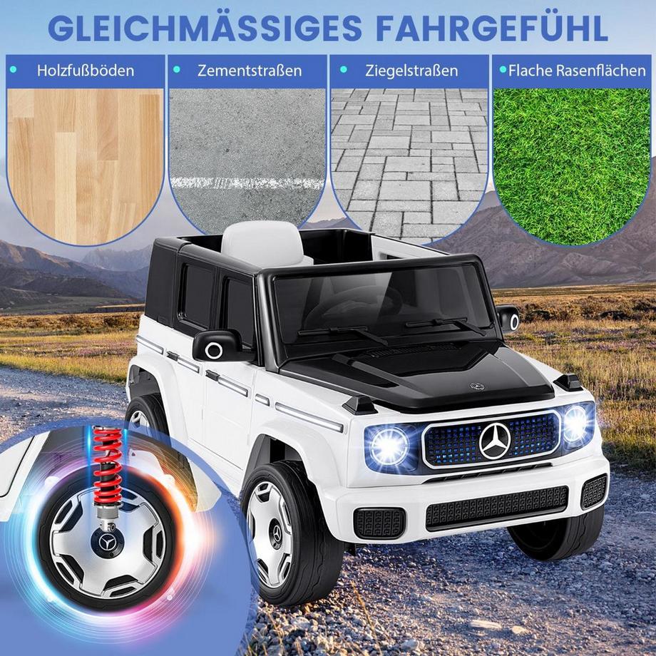 Northix  Voiture électrique Mercedes-Benz pour enfants avec télécommande 2,4 G et amplificateur. Phare 12V véhicule électrique blanc 