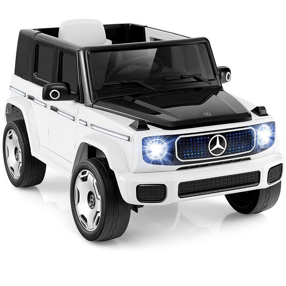Northix  Voiture électrique Mercedes-Benz pour enfants avec télécommande 2,4 G et amplificateur. Phare 12V véhicule électrique blanc 