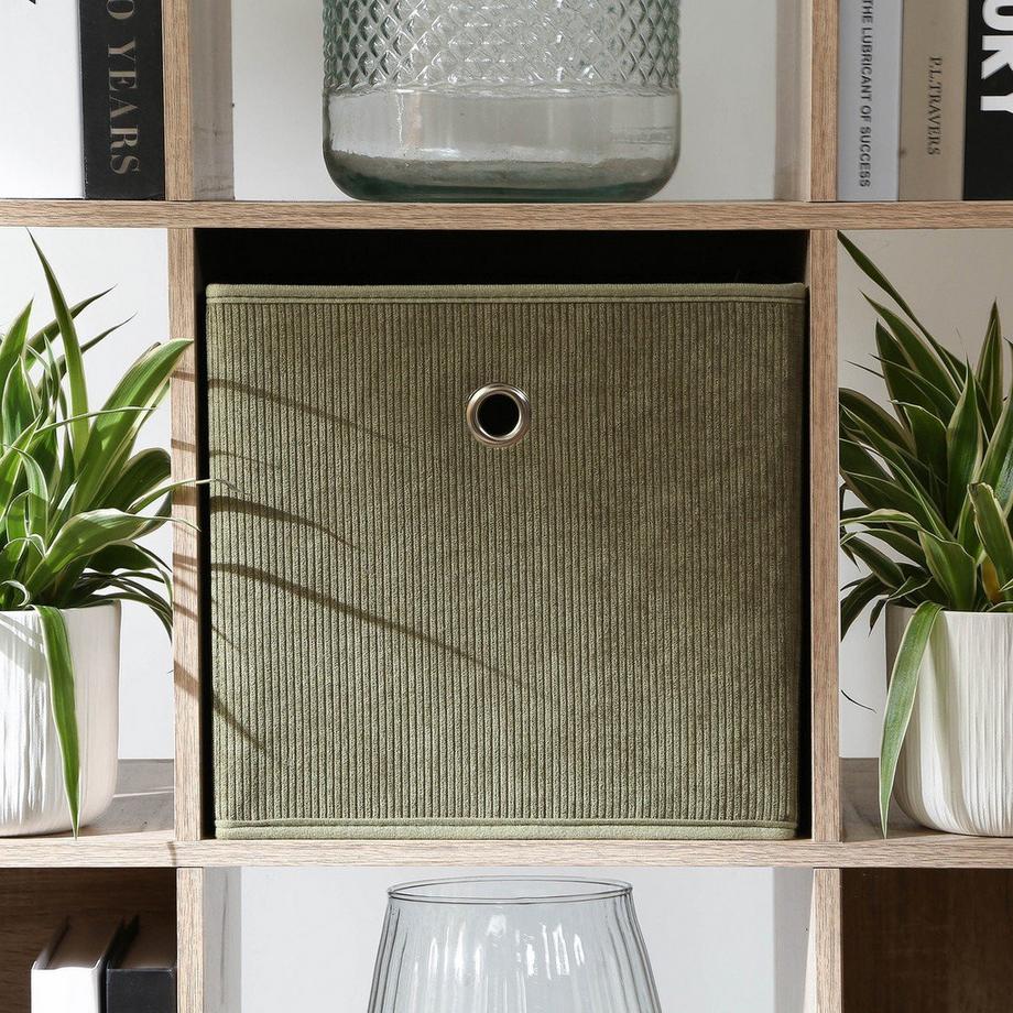 Calicosy Faltbarer Würfel aus Kordstoff in Khaki - H27 cm  