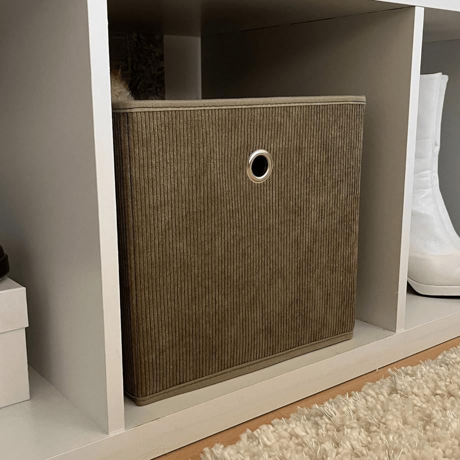 Calicosy Faltbarer Würfel aus Kordstoff in Khaki - H27 cm  