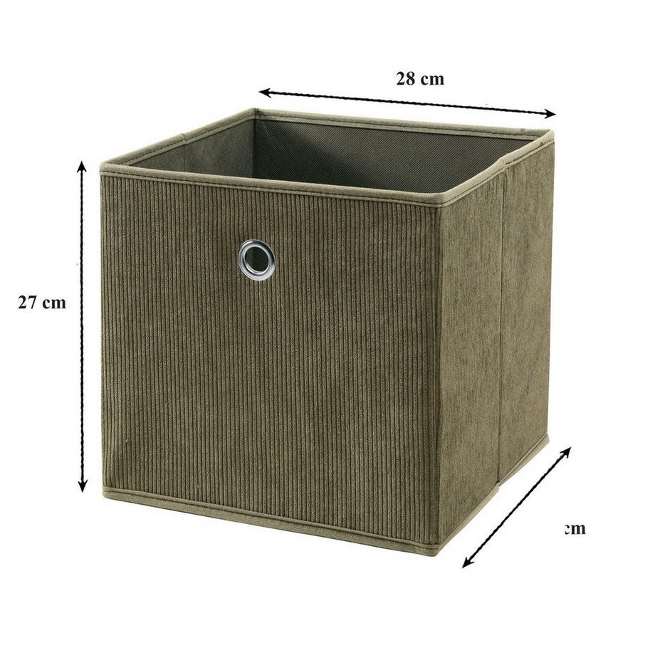 Calicosy Faltbarer Würfel aus Kordstoff in Khaki - H27 cm  