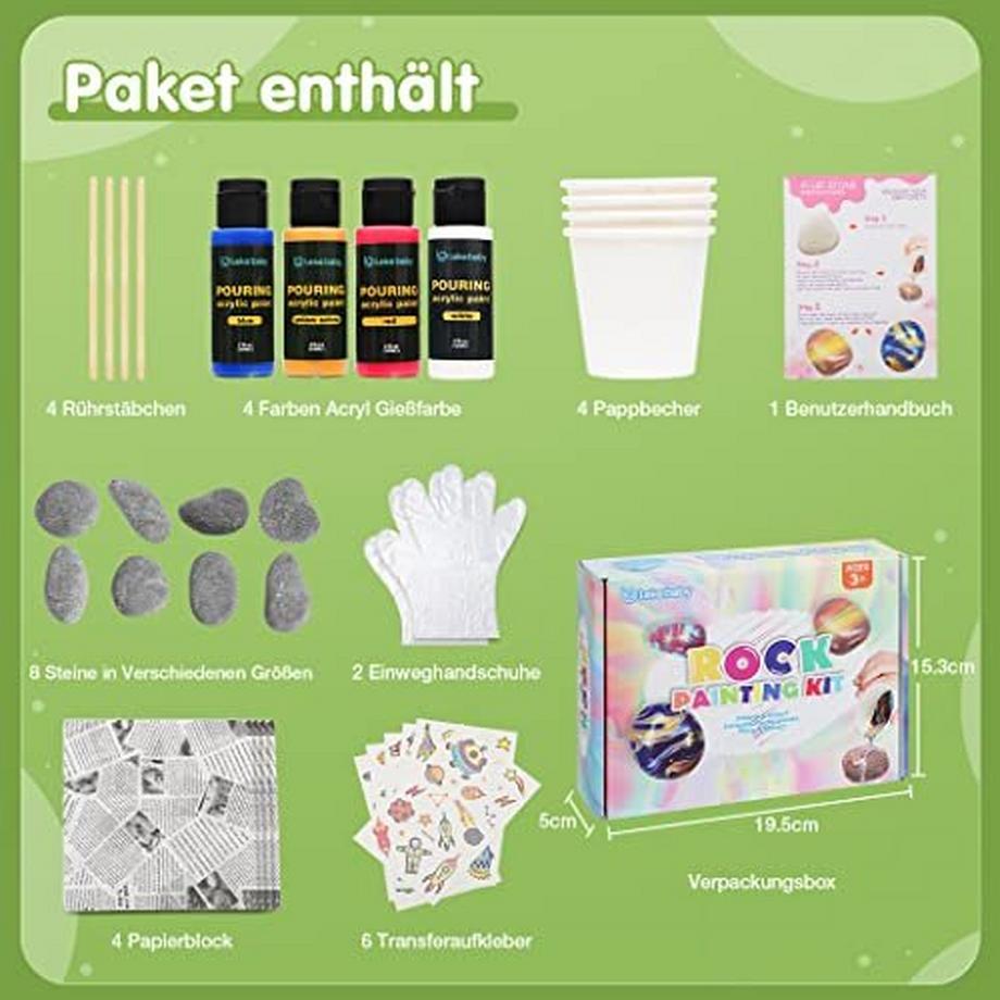 Activity-board  Steine Bemalen Set, Kreatives Malset für Kinder 