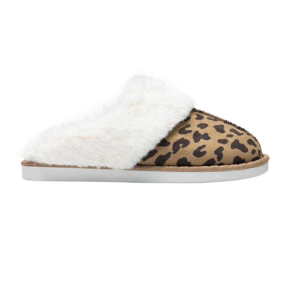 Chaussons Duveteux Style Mules Motif Imprimé Léopard Tulsy