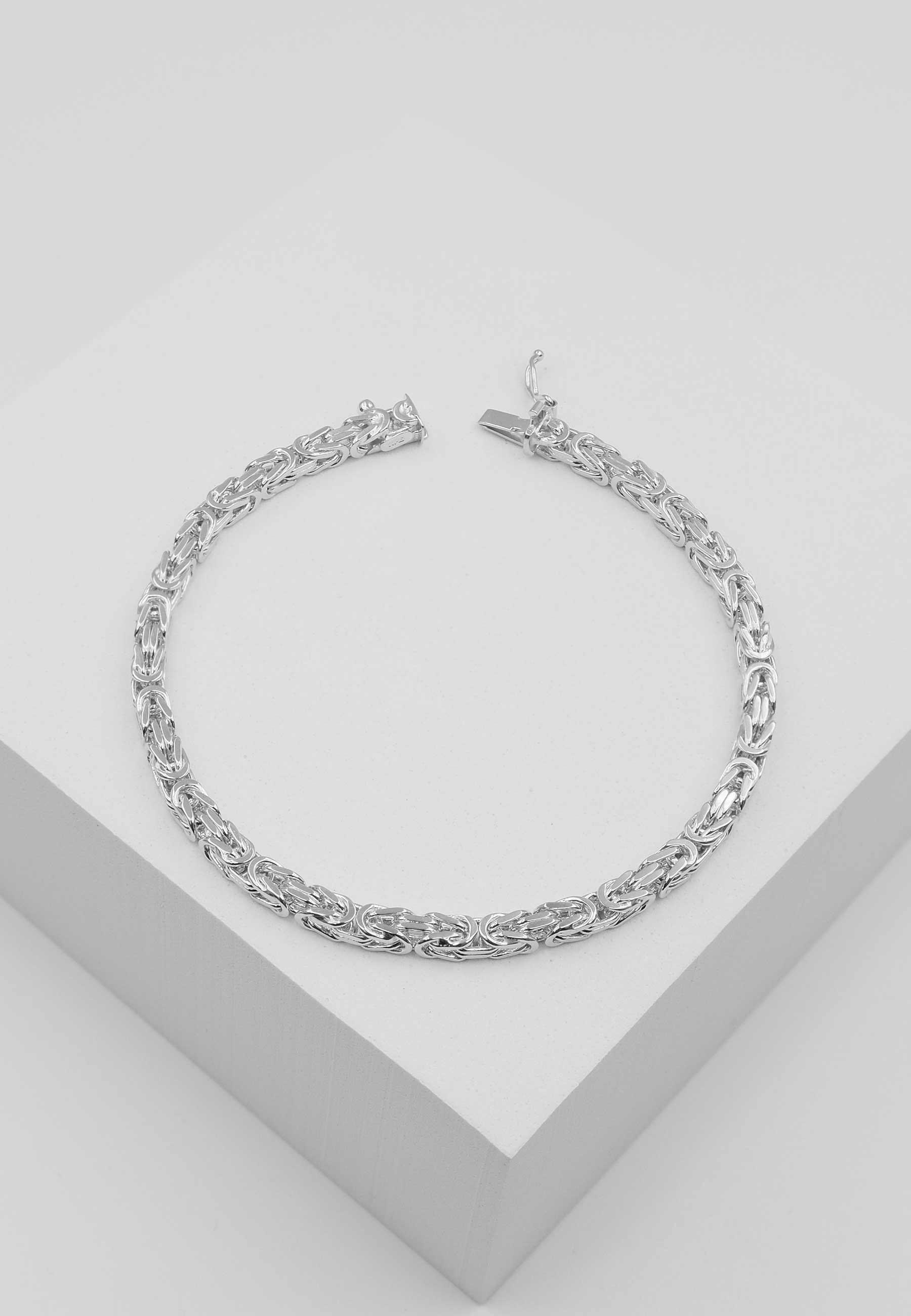 MUAU Schmuck  Bracelet Königskette klassisch Weissgold 750, 19cm, 3.3mm 