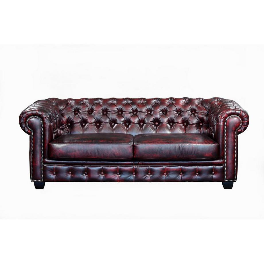 LINEA SOFA Chesterfield Garnitur 3+2+1 Büffelleder braun BRENTON  