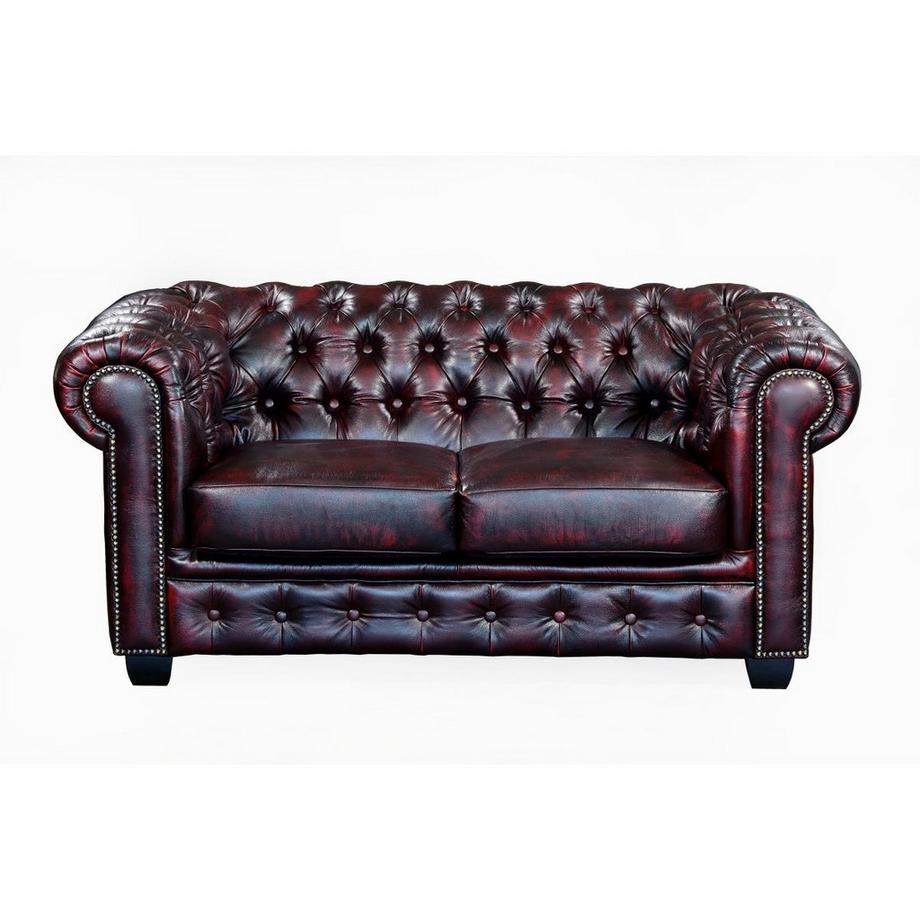 LINEA SOFA Chesterfield Garnitur 3+2+1 Büffelleder braun BRENTON  