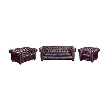 LINEA SOFA Canapé chesterfield 3+2+cuir de buffle Cherry  