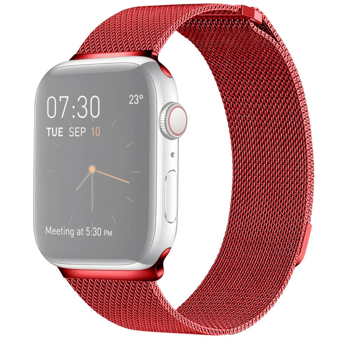 Cover-Discount  Apple Watch 42/44/45/49mm - Milanaise Edelstahl Armband Rot 