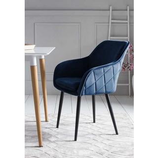 mutoni Chaise de salle à manger en velours bleu  