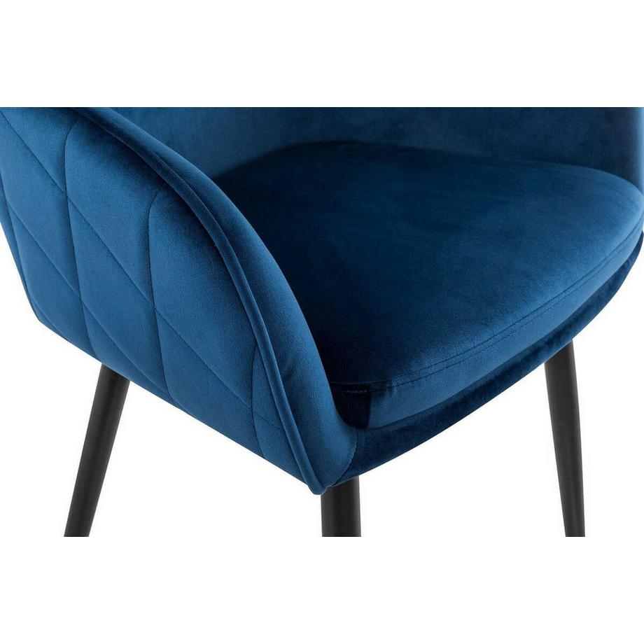 mutoni Chaise de salle à manger bleue velours  