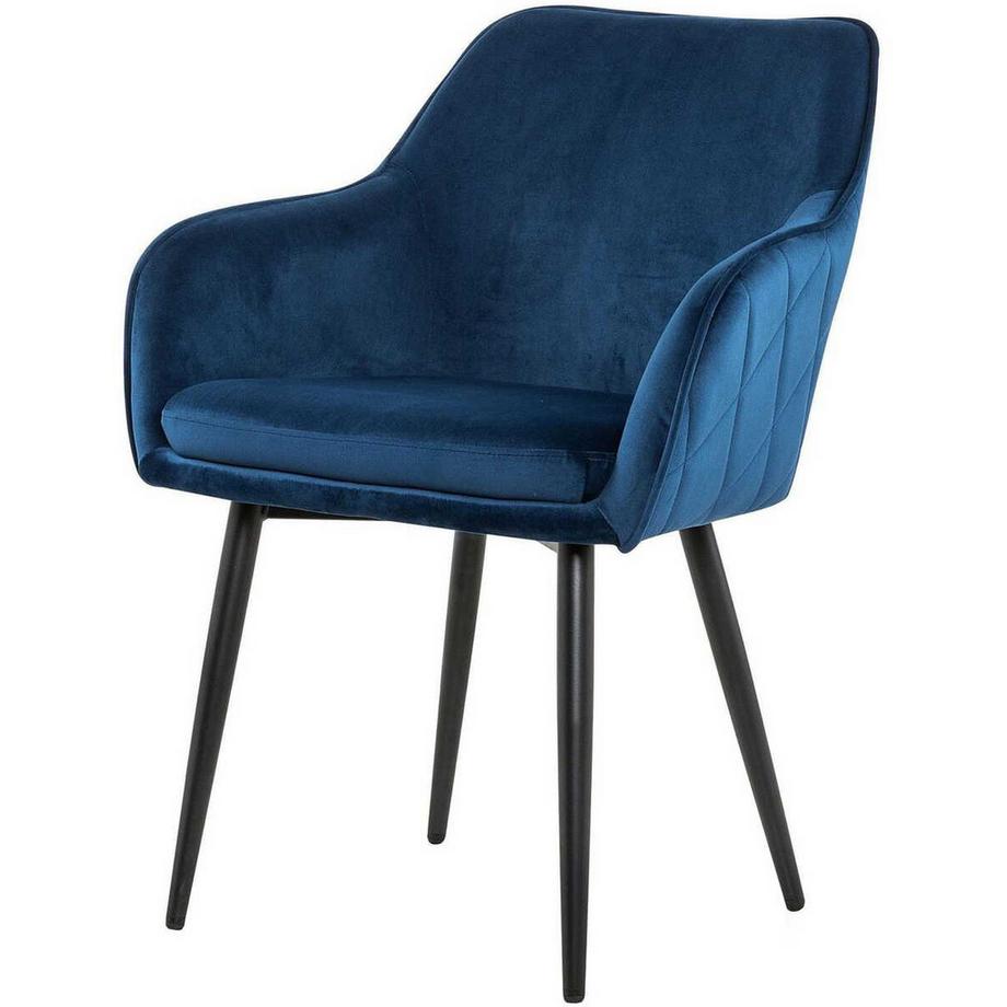 mutoni Chaise de salle à manger bleue velours  