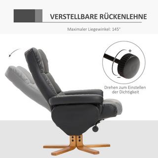 Northio Relaxsessel Mit Hocker Fernsehsessel Mit Liegefunktion, 360° Drehbar, Pu, Holzgestell, Schwarz, 80X86X99Cm  