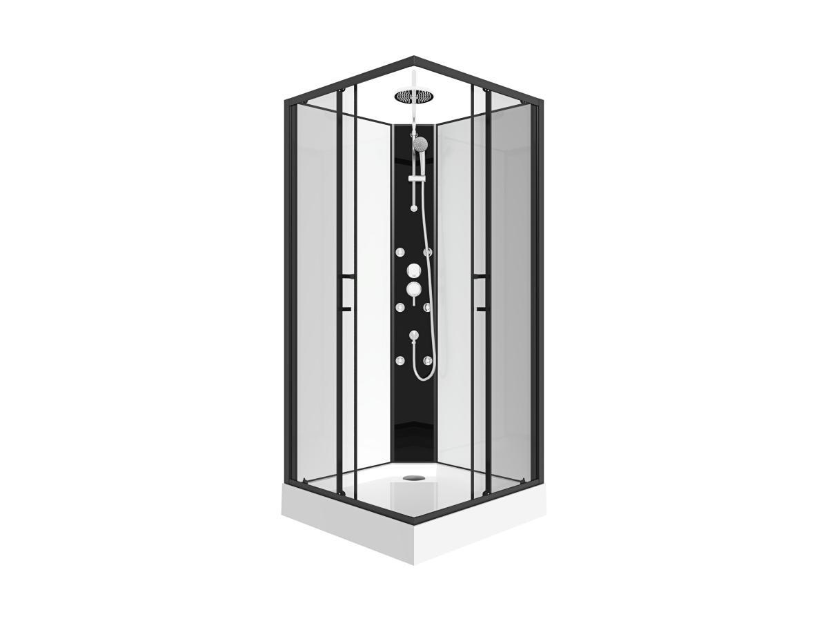 SHOWER DESIGN Eck-Duschkabine mit Hydromassage - 80 x 80 x 225 cm - KIVORA  