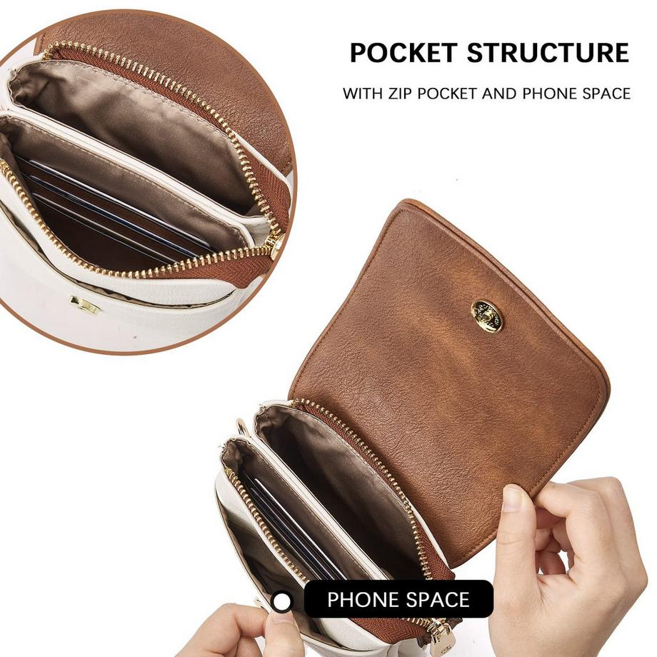 Only-bags.store Sac à bandoulière en cuir pour téléphone avec portefeuille  