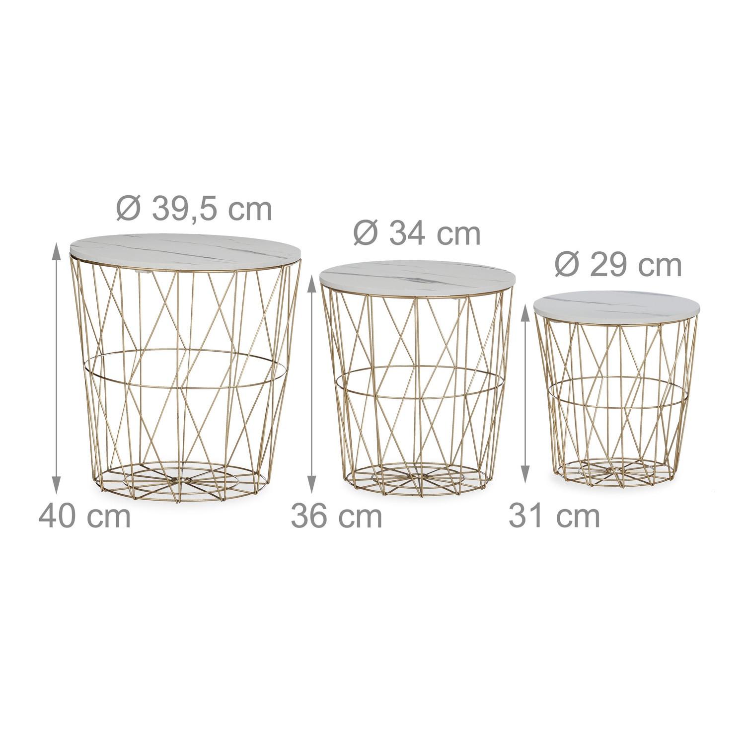 Northix Set di 3 tavoli a cestino  