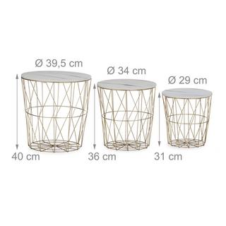 Northix Set di 3 tavoli a cestino  
