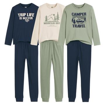 3er-Pack Pyjamas mit Messageprint und Bergmotiv