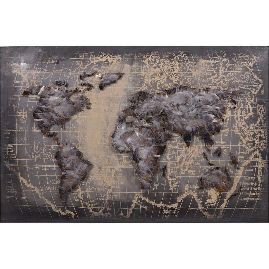 mutoni Tableau métallique 3D Carte du monde Visionik 120x80  