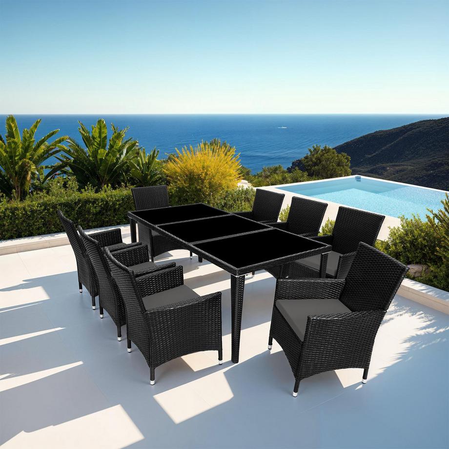 Tectake Salottino in rattan  Menorca con telaio in alluminio  