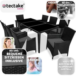 Tectake Set in rattan Monaco 8 sedie e 1 tavolo in alluminio, coperture protettive  