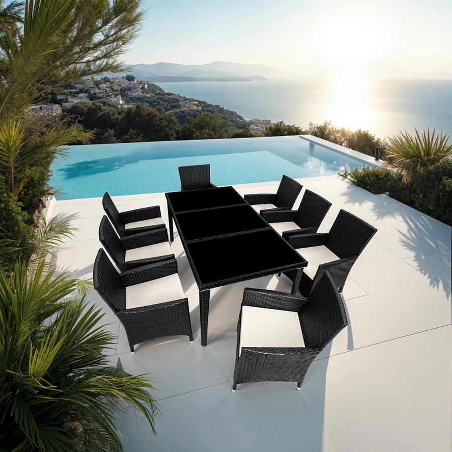 Tectake Salottino in rattan  Menorca con telaio in alluminio  