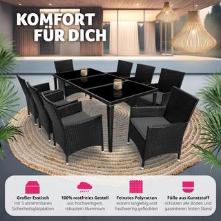 Tectake Aluminium Rattan Sitzgruppe Monaco 8+1 mit Schutzhülle  