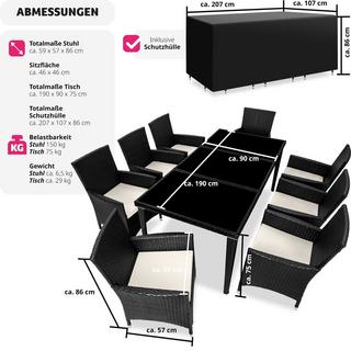Tectake Aluminium Rattan Sitzgruppe Menorca 8+1 mit Schutzhülle  