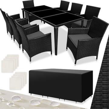 Set in rattan Monaco 8 sedie e 1 tavolo in alluminio, coperture protettive