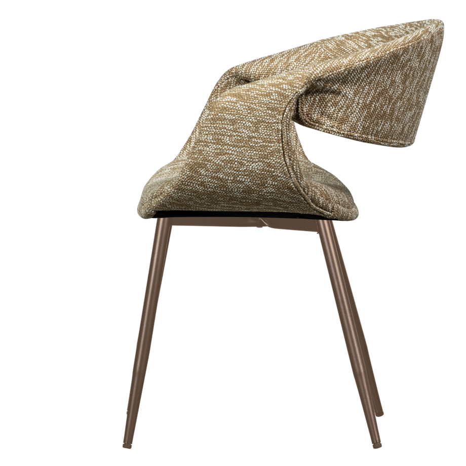 mutoni Chaise avec accoudoirs Yossi sable avec pied métallique cuivre  