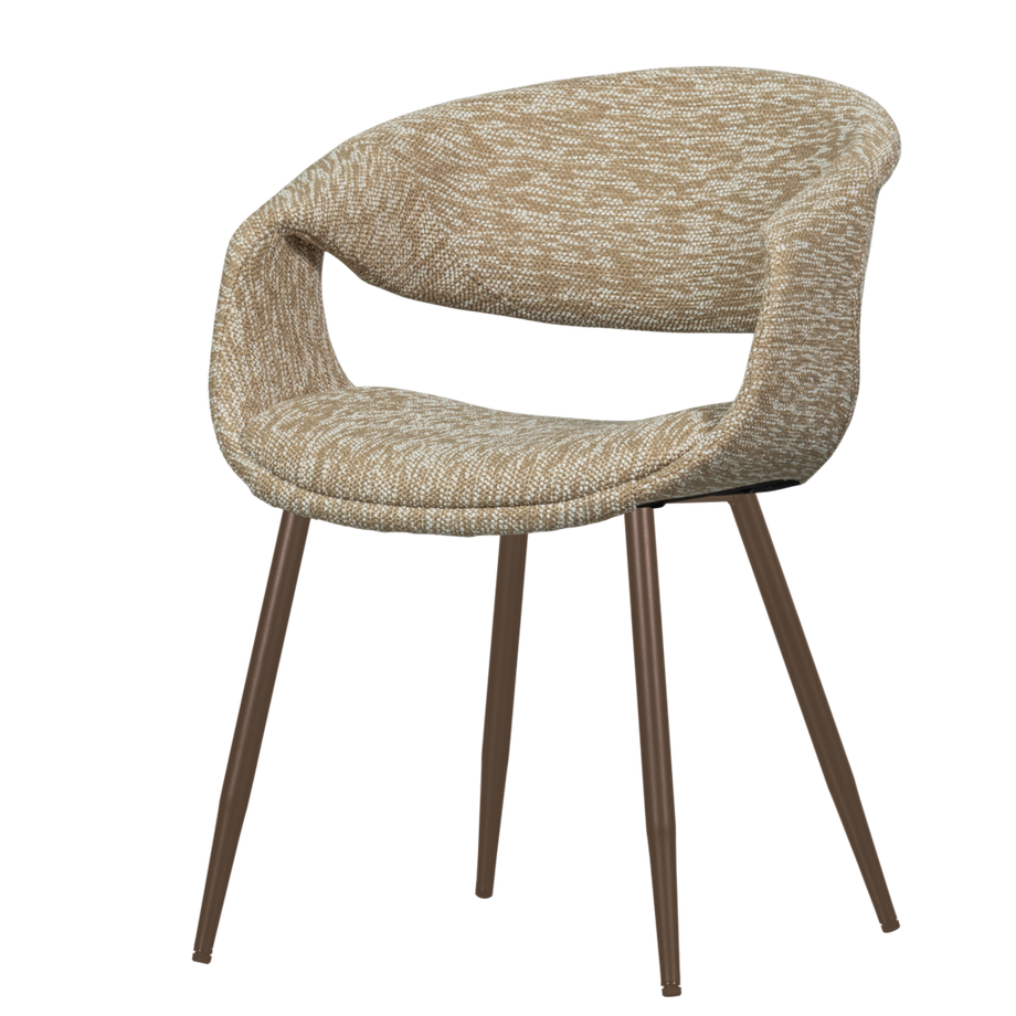 mutoni Chaise avec accoudoirs Yossi sable avec pied métallique cuivre  
