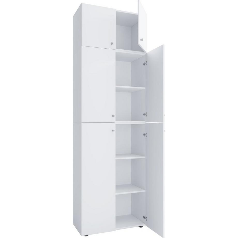 VCM XXL Büroschrank mit 5 Fächern und einem Aufsatz | moderner Aktenschrank mit Drehtüren | Maße ca. H. 223 x B. 70 x T. 39 cm – Lona 5-Fach  