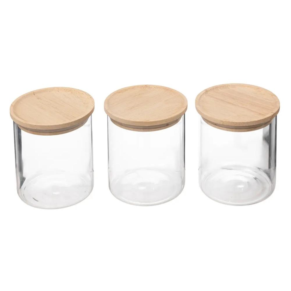 5five Glasgefäß-Set mit Holzdeckel - 3er-Pack  