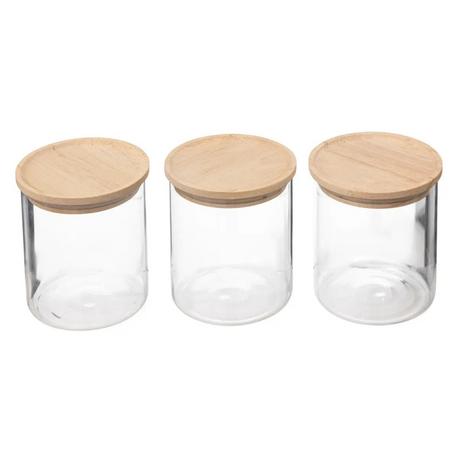 5five Set de bocaux en verre avec couvercle en bois - 3-Pack  