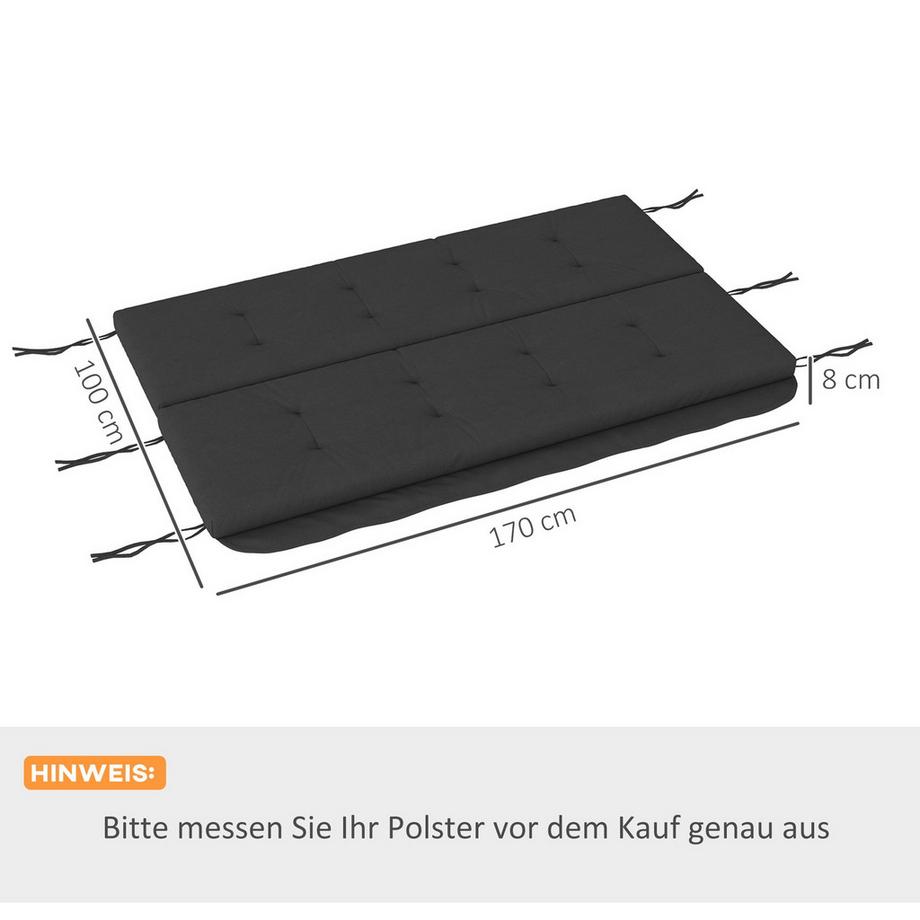 Northio  Ensemble De Coussins Pour Balançoire De Porche 170 Cm, Coussin De Chaise, Coussin De Siège, Coussin De Jardin, Coussin De Dossier, Gris Foncé 