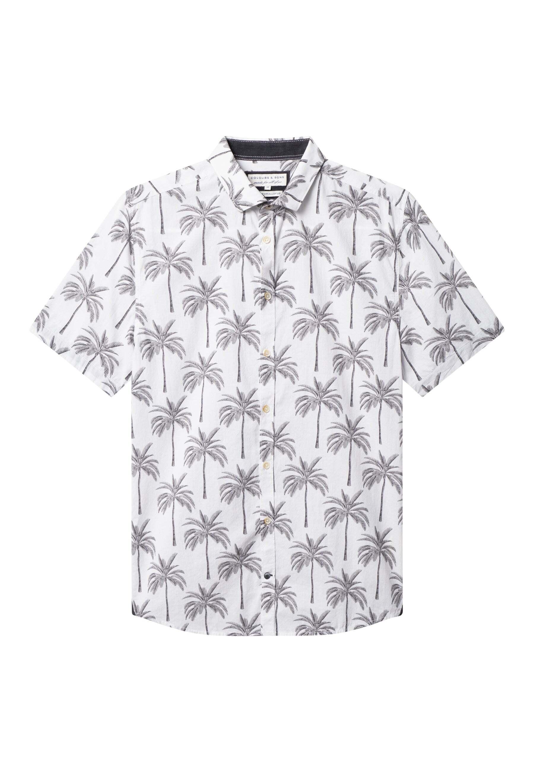 Colours & Sons Kurzarmhemd Palmen Print  