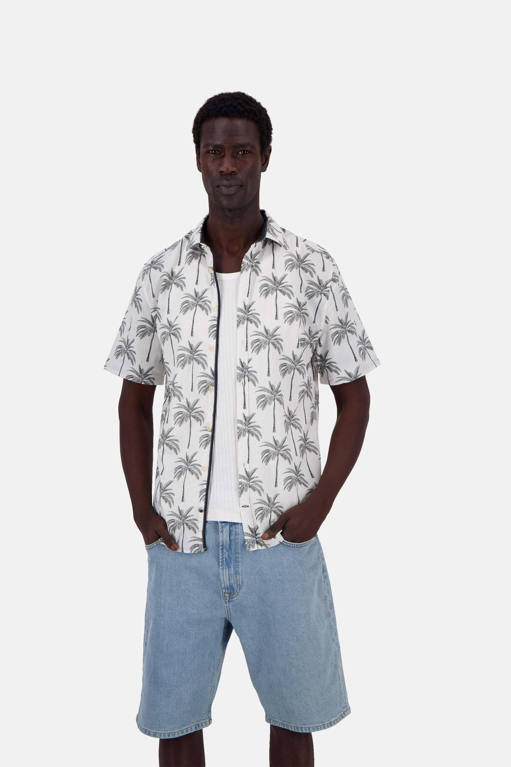 Colours & Sons Kurzarmhemd Palmen Print  