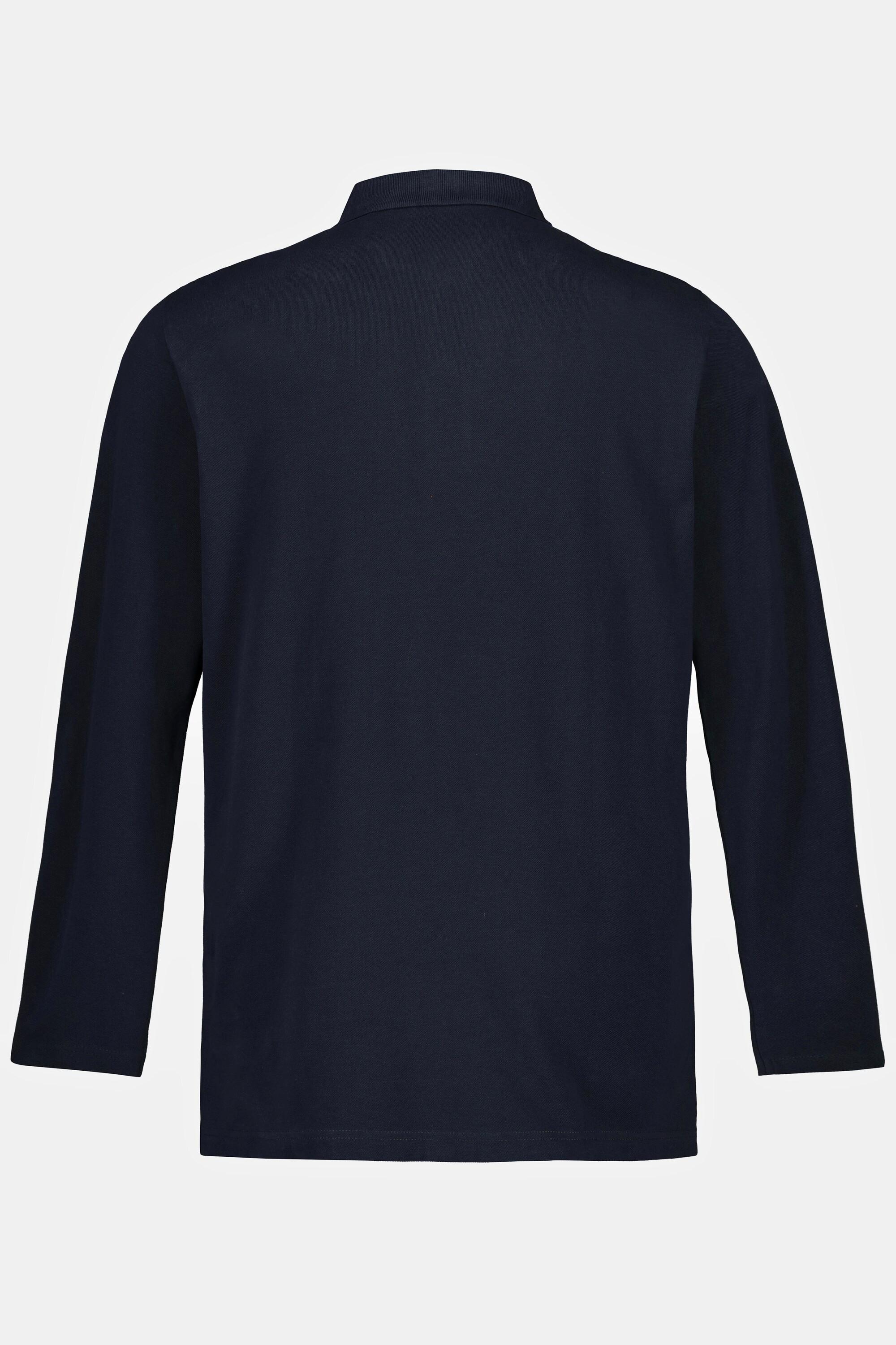 JP1880  Maglia basic in piqué con maniche lunghe e colletto polo, fino alla tg. 8XL 