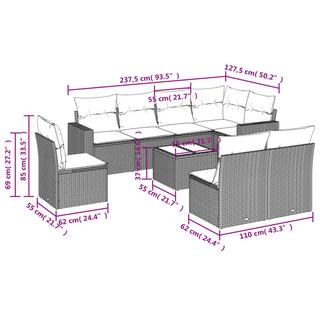 VidaXL Ensemble de canapés de jardin rotin synthétique  