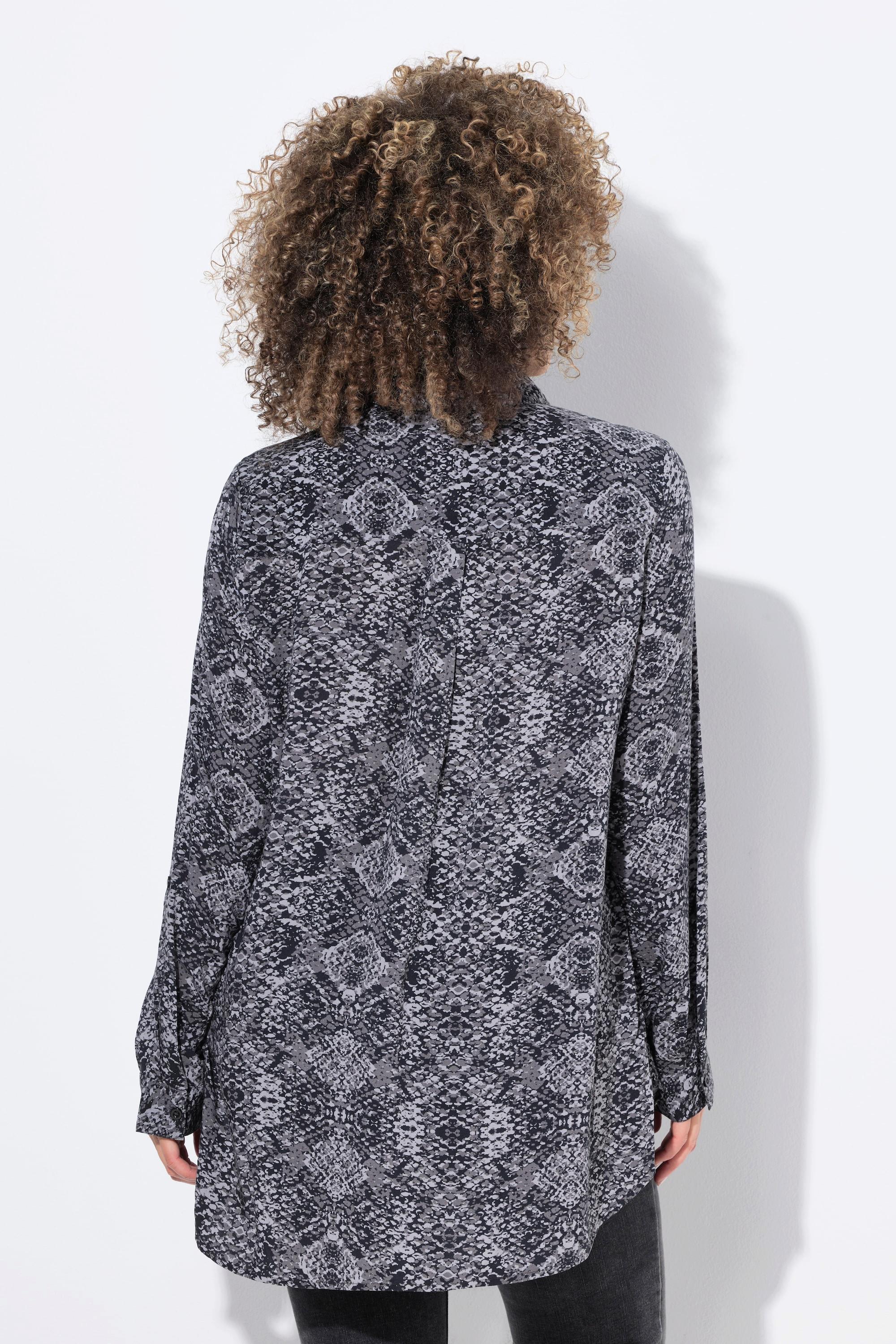 Ulla Popken Camicia Stampa Pitonata Collo Camicia Maniche Lunghe  