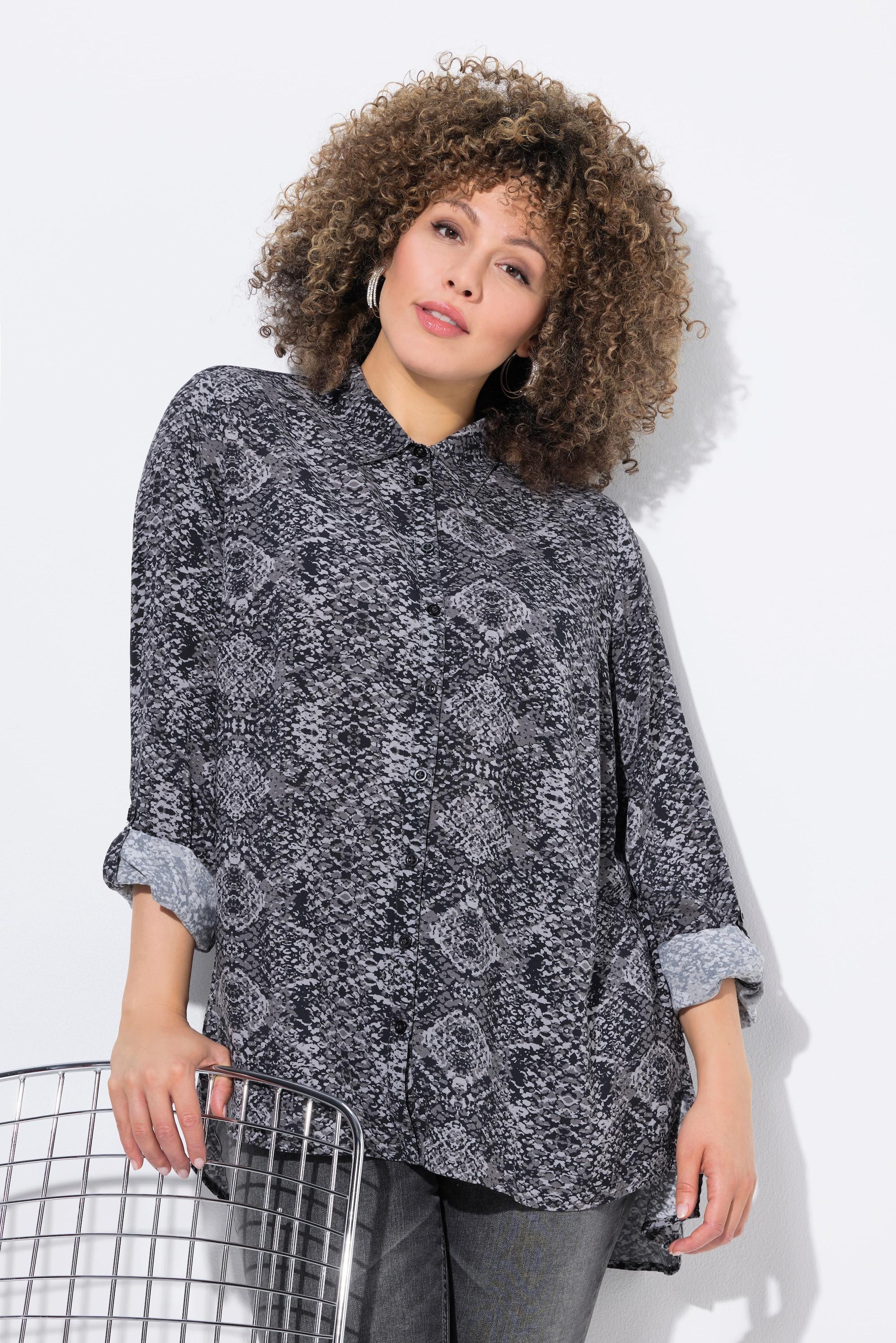 Ulla Popken Camicia Stampa Pitonata Collo Camicia Maniche Lunghe  