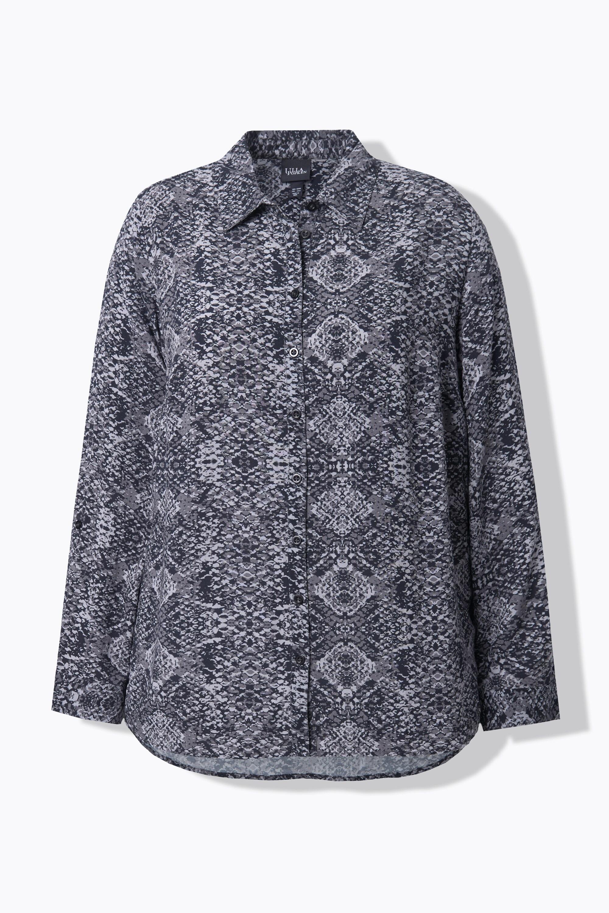 Ulla Popken Camicia Stampa Pitonata Collo Camicia Maniche Lunghe  