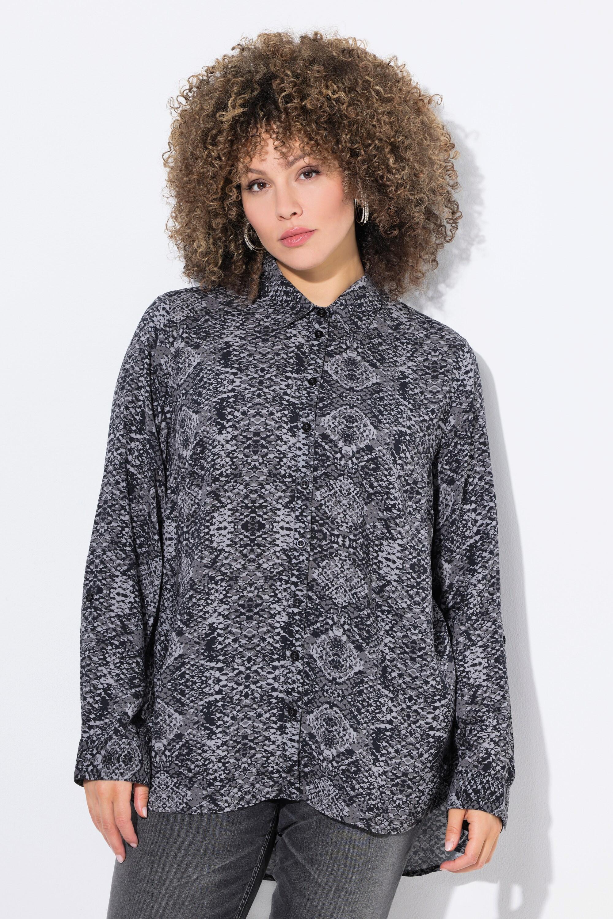 Ulla Popken Camicia Stampa Pitonata Collo Camicia Maniche Lunghe  