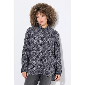 Camicia con stampa pitonata, collo da camicia e maniche lunghe