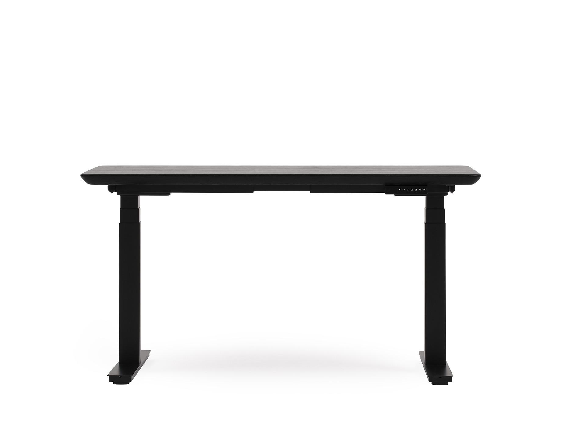 Oakywood Standing Desk Table en bois avec réglage de la hauteur - en bois massif - Noir / 140x70 / Noir  