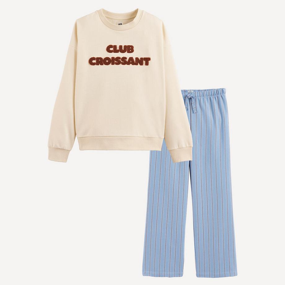 Pyjama mit Aufdruck und Streifen